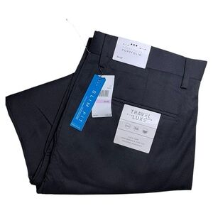 Perry Ellis Portfolio Slim Fit Pants Men 32x32 Black Travel Luxe Dress Office